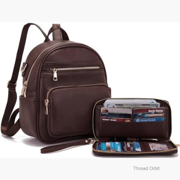 Small Convertible Backpack Purse Set with RFID Wallet Clutch